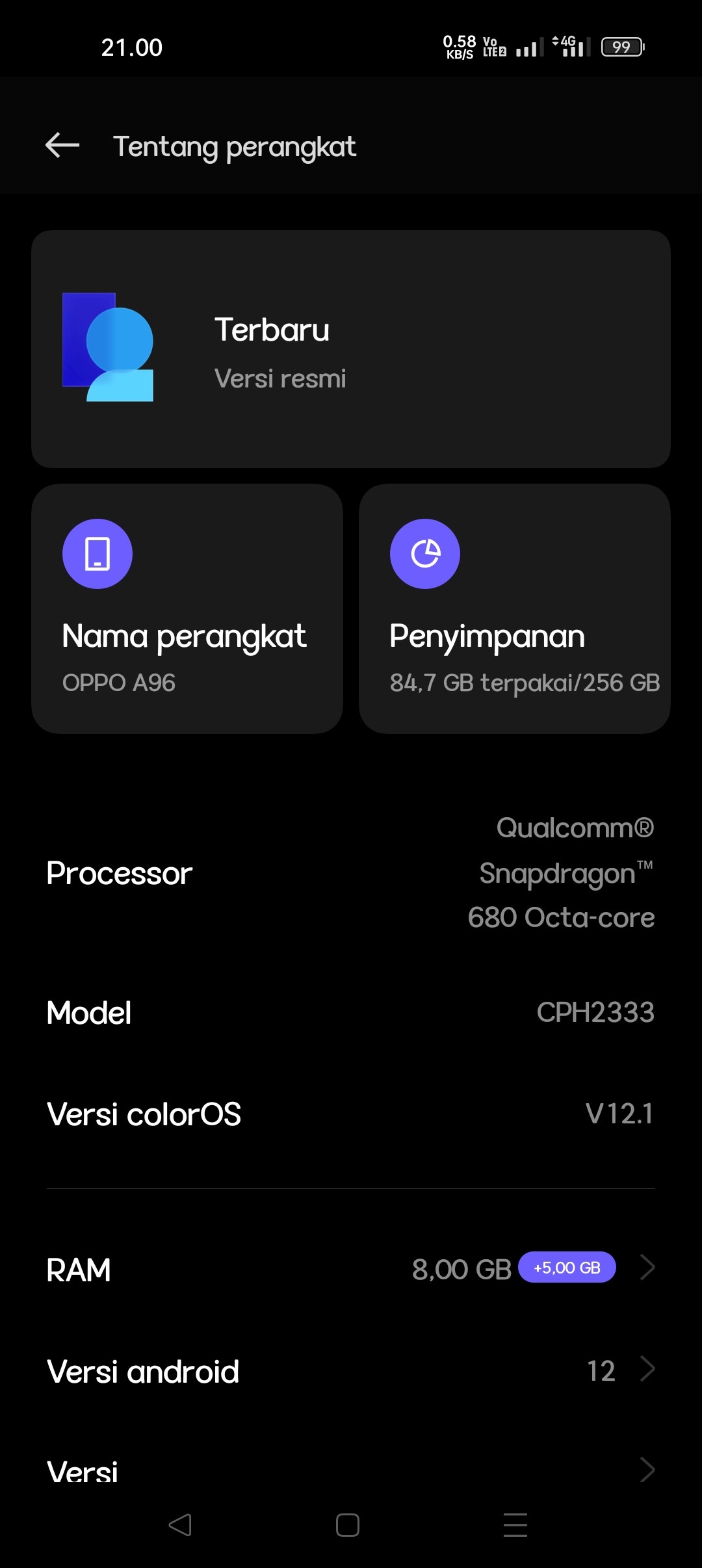 oppo a96 color os 12