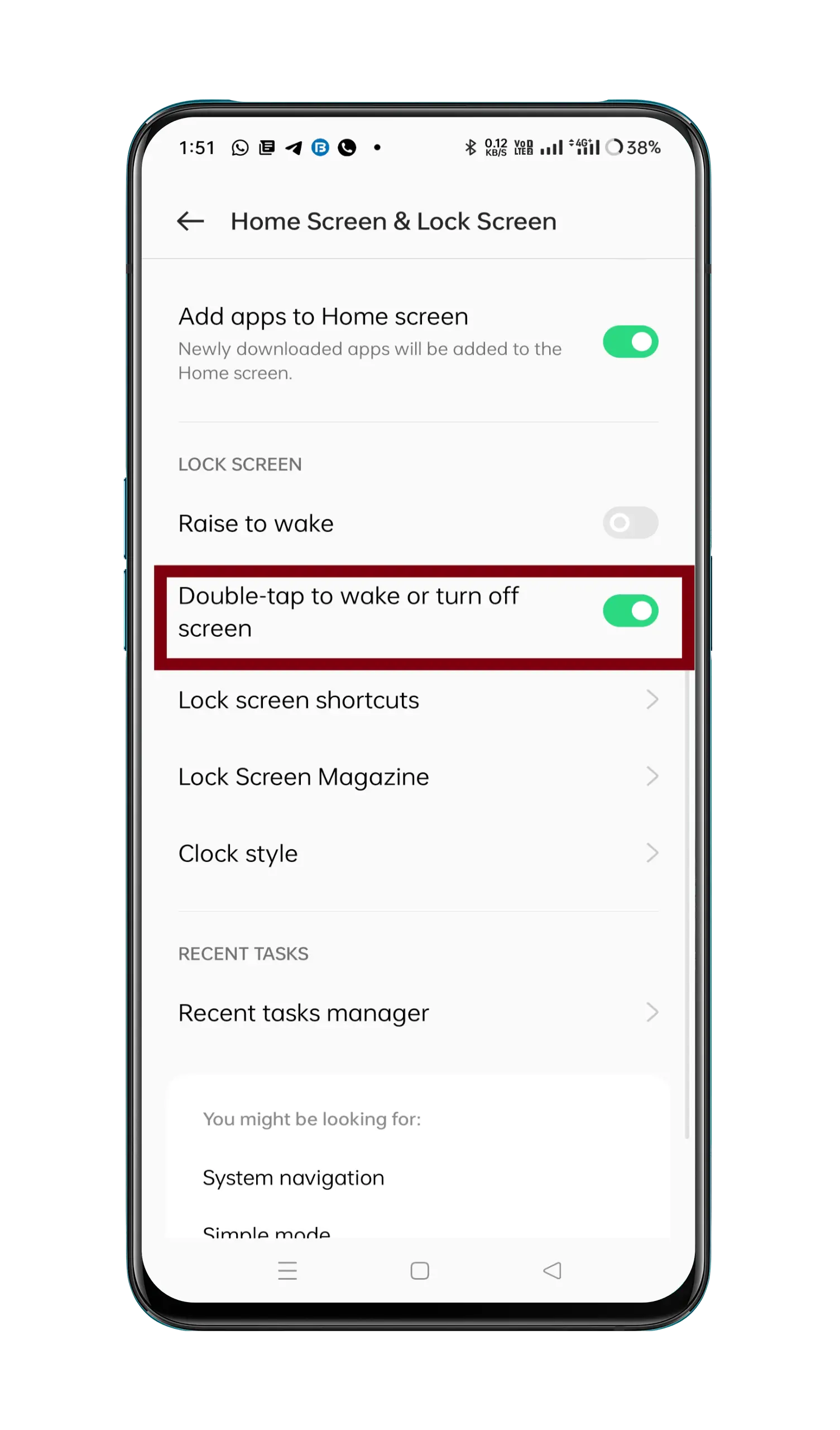double tap screen on and off oppo a1k